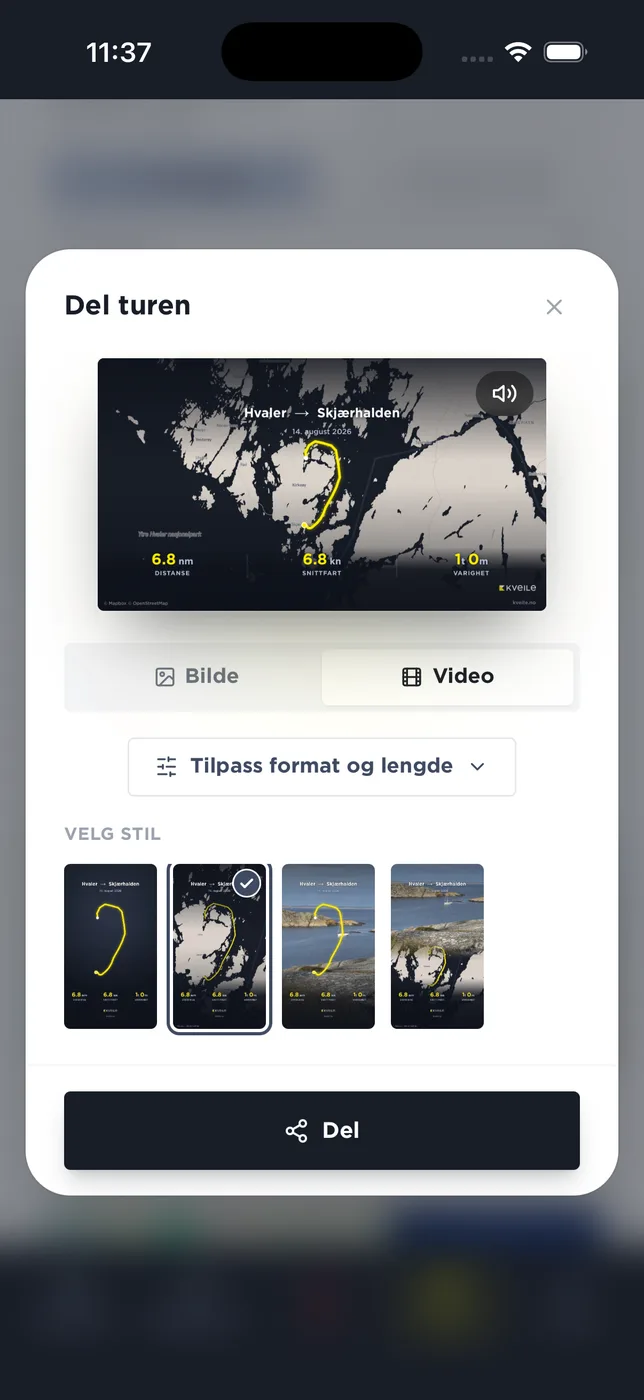 Del turen som et bilde eller en video til sosiale medier