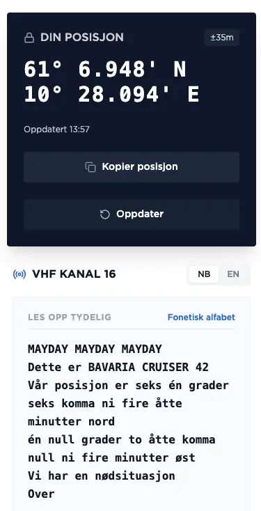 Skjermbilde av koordinat og manus i Kveile